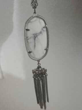 Kendra Scott White Howlite Tassel Rayne Silver Pendant Necklace